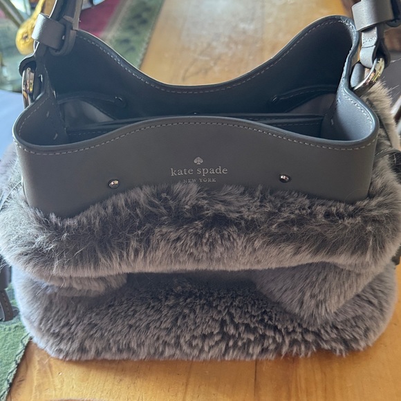 Kate Spade Gray Faux Fur Shoulder Bag